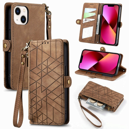 Geometric Zipper Wallet Side Buckle Leather Phone Case, For iPhone 13 mini, For iPhone 12 Pro Max, For iPhone 12 / 12 Pro, For iPhone 12 mini