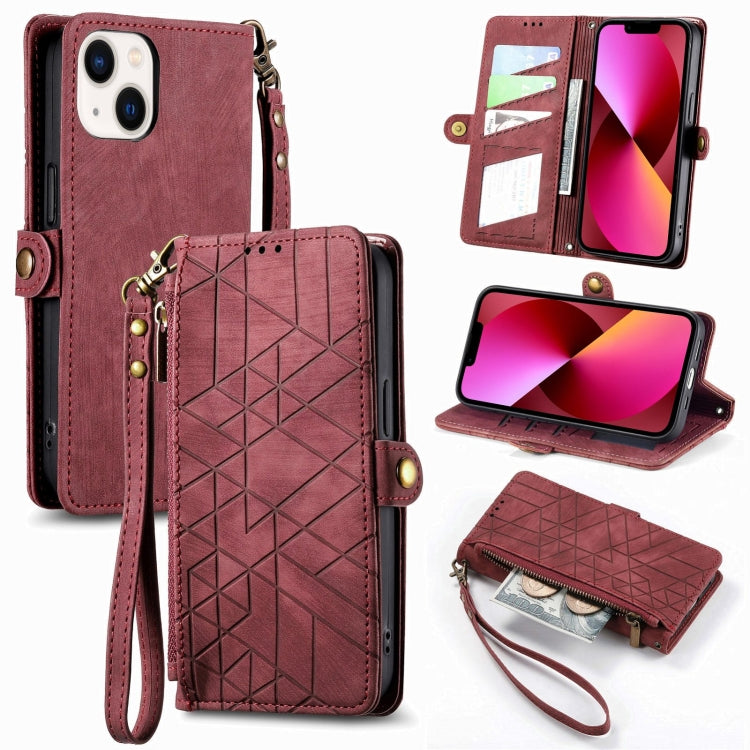 Geometric Zipper Wallet Side Buckle Leather Phone Case, For iPhone 13 mini, For iPhone 12 Pro Max, For iPhone 12 / 12 Pro, For iPhone 12 mini