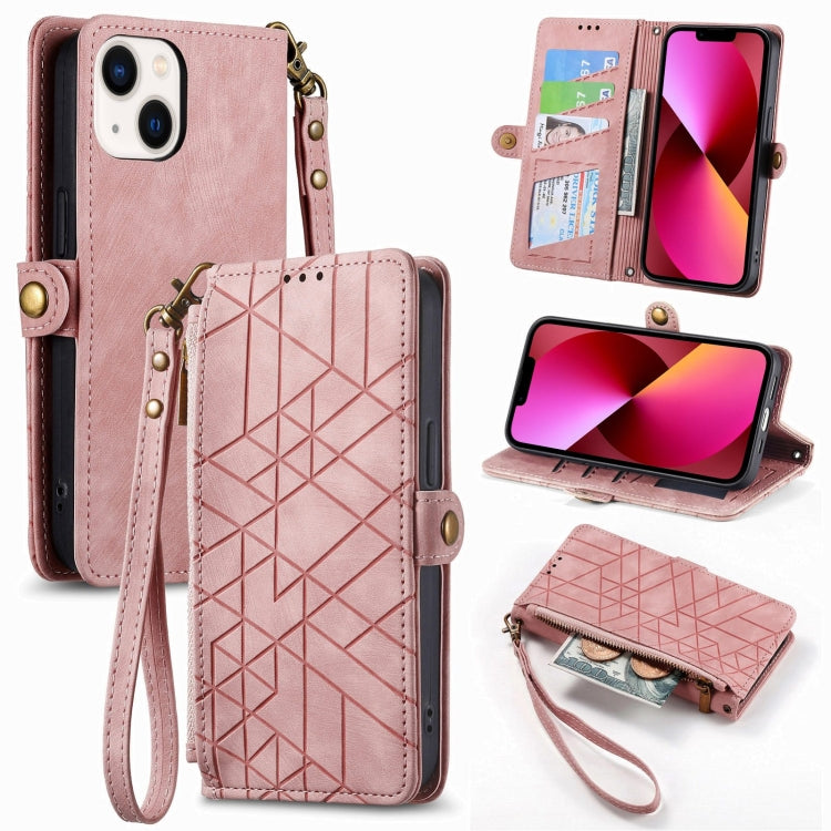 Geometric Zipper Wallet Side Buckle Leather Phone Case, For iPhone 13 mini, For iPhone 12 Pro Max, For iPhone 12 / 12 Pro, For iPhone 12 mini