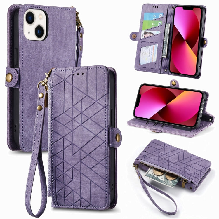 Geometric Zipper Wallet Side Buckle Leather Phone Case, For iPhone 13 mini, For iPhone 12 Pro Max, For iPhone 12 / 12 Pro, For iPhone 12 mini