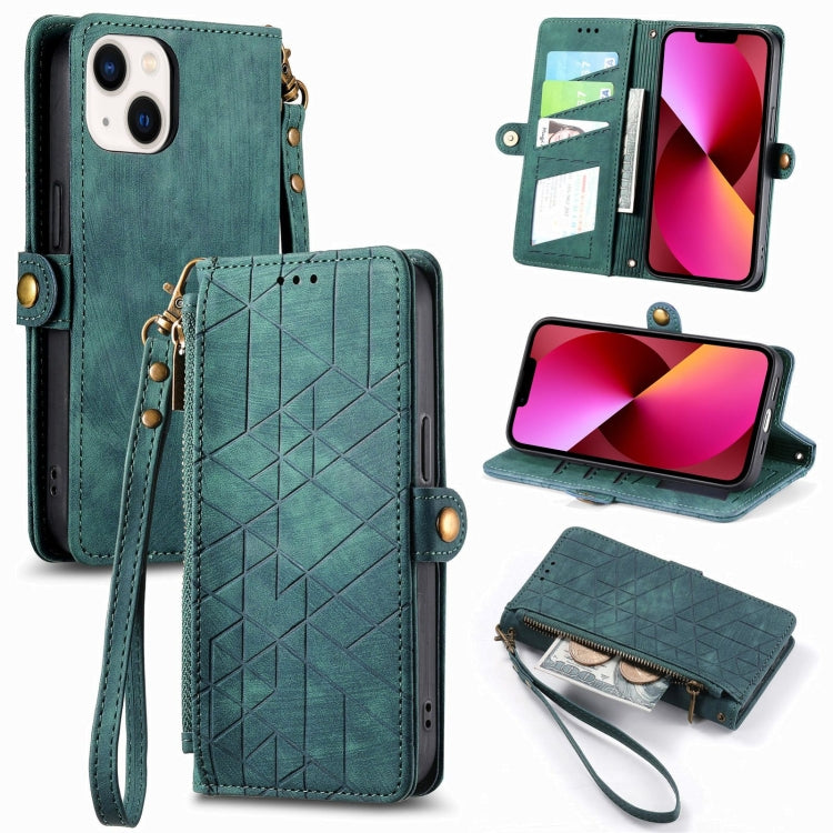 Geometric Zipper Wallet Side Buckle Leather Phone Case, For iPhone 13 mini, For iPhone 12 Pro Max, For iPhone 12 / 12 Pro, For iPhone 12 mini