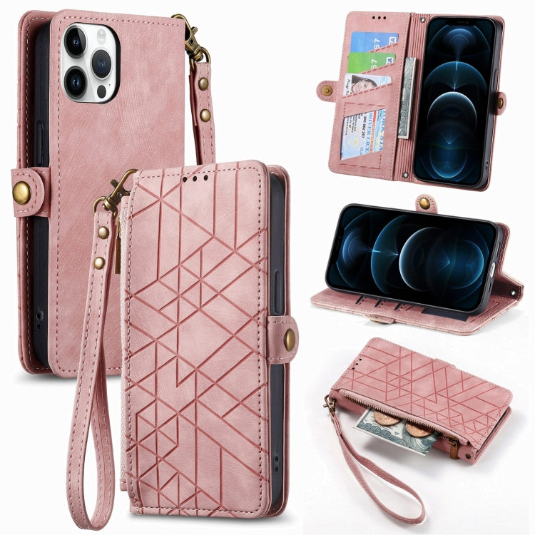Geometric Zipper Wallet Side Buckle Leather Phone Case, For iPhone 13 mini, For iPhone 12 Pro Max, For iPhone 12 / 12 Pro, For iPhone 12 mini