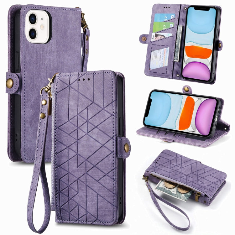 Geometric Zipper Wallet Side Buckle Leather Phone Case, For iPhone 11 Pro Max, For iPhone 11, For iPhone 11 Pro, For iPhone XR