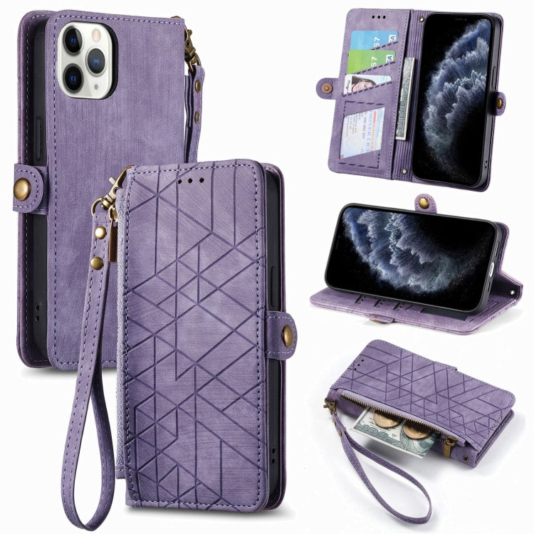 Geometric Zipper Wallet Side Buckle Leather Phone Case, For iPhone 11 Pro Max, For iPhone 11, For iPhone 11 Pro, For iPhone XR