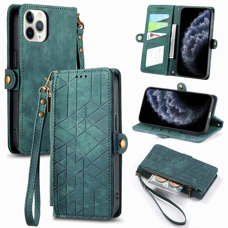 Geometric Zipper Wallet Side Buckle Leather Phone Case, For iPhone 11 Pro Max, For iPhone 11, For iPhone 11 Pro, For iPhone XR