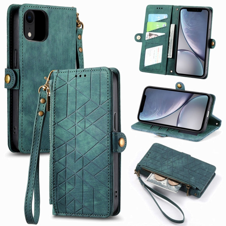 Geometric Zipper Wallet Side Buckle Leather Phone Case, For iPhone 11 Pro Max, For iPhone 11, For iPhone 11 Pro, For iPhone XR