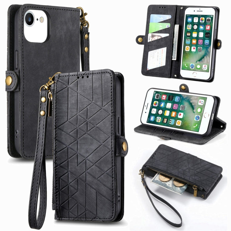 Geometric Zipper Wallet Side Buckle Leather Phone Case, For iPhone 6 Plus / 6s Plus, For iPhone 6 / 6s