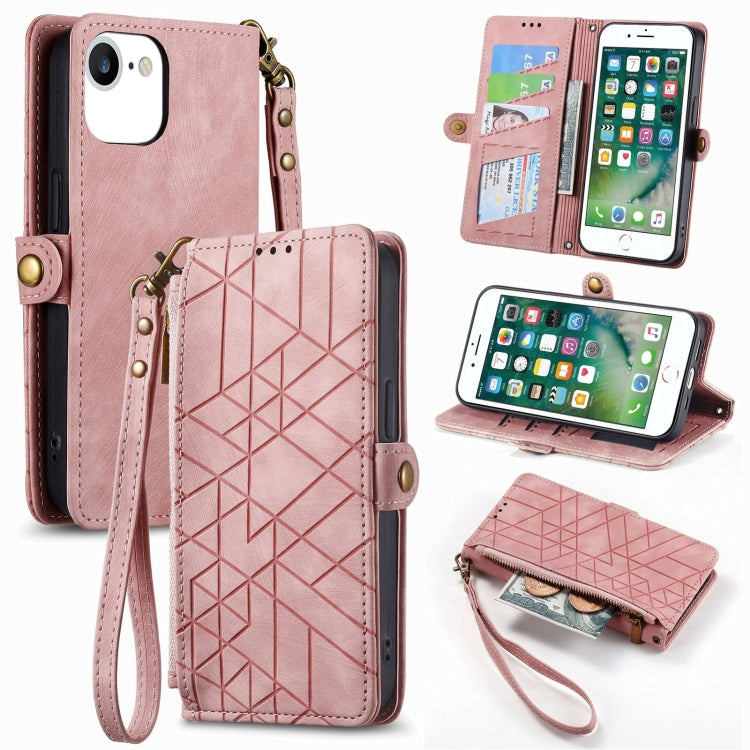 Geometric Zipper Wallet Side Buckle Leather Phone Case, For iPhone 6 Plus / 6s Plus, For iPhone 6 / 6s