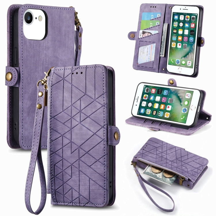 Geometric Zipper Wallet Side Buckle Leather Phone Case, For iPhone 6 Plus / 6s Plus, For iPhone 6 / 6s