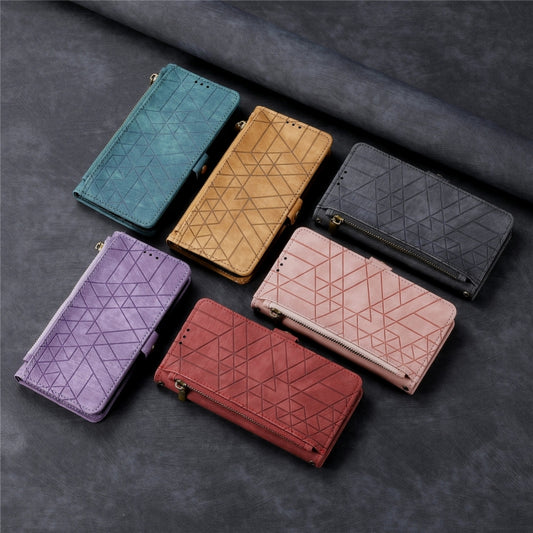 Geometric Zipper Wallet Side Buckle Leather Phone Case, For iPhone XS Max, For iPhone 7 Plus / 8 Plus, For iPhone 7 / 8 / SE 2022, For iPhone X / XS