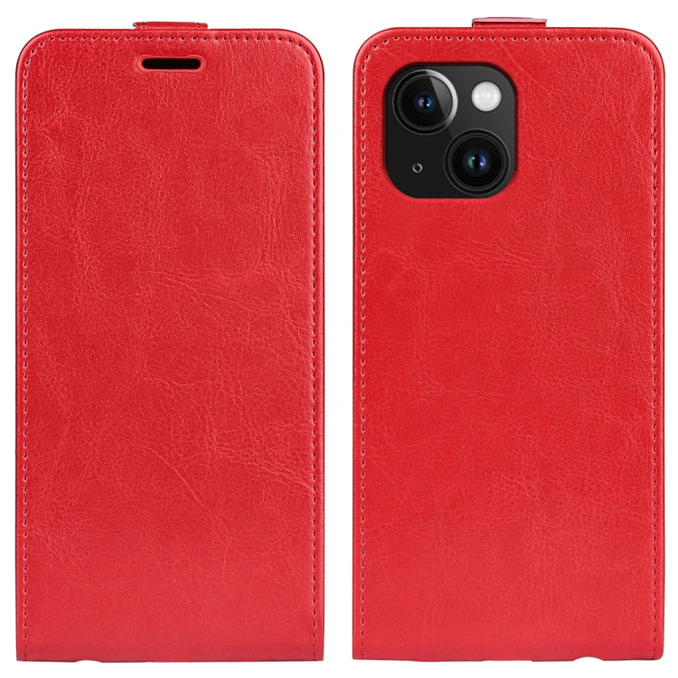 R64 Texture Single Vertical Flip Leather Phone Case, For iPhone 15 Pro, For iPhone 15 Plus, For iPhone 15