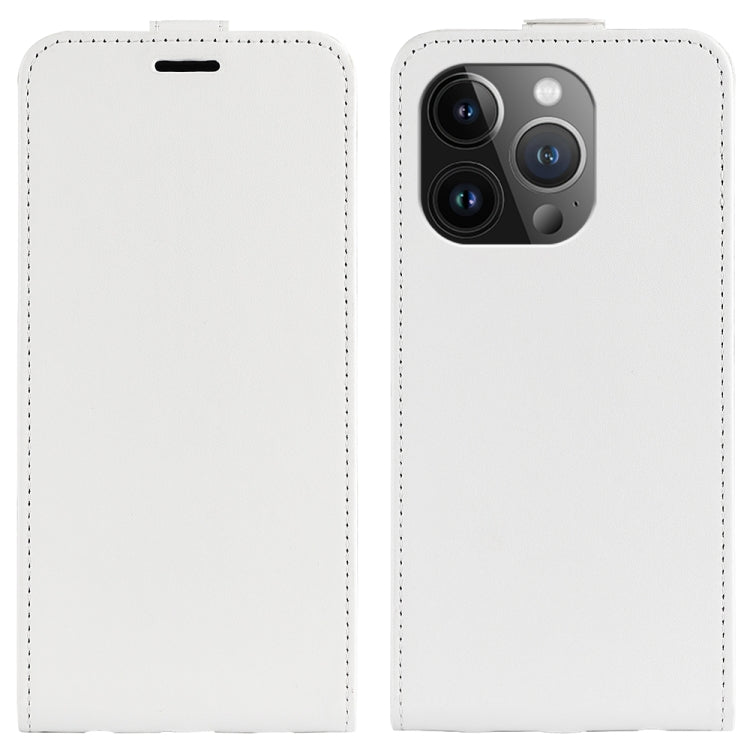R64 Texture Single Vertical Flip Leather Phone Case, For iPhone 15 Pro, For iPhone 15 Plus, For iPhone 15