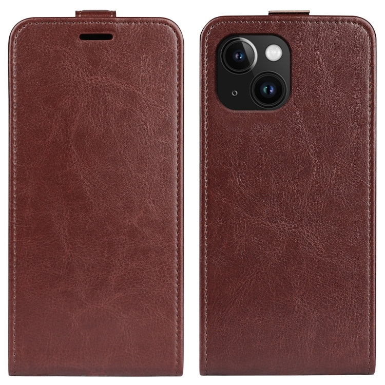 R64 Texture Single Vertical Flip Leather Phone Case, For iPhone 15 Pro, For iPhone 15 Plus, For iPhone 15