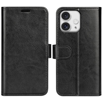 جراب هاتف جلدي R64 بتصميم أفقي قابل للطي، مناسب لأجهزة iPhone 16 Pro Max وiPhone 16 Pro وiPhone 16 Plus وiPhone 16 وiPhone 16e وiPhone 15 Pro Max
