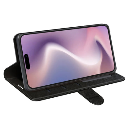 جراب هاتف جلدي R64 بتصميم أفقي قابل للطي، مناسب لأجهزة iPhone 16 Pro Max وiPhone 16 Pro وiPhone 16 Plus وiPhone 16 وiPhone 16e وiPhone 15 Pro Max