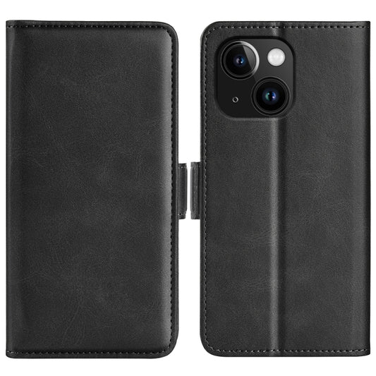 Dual-side Magnetic Buckle Horizontal Flip Leather Phone Case, For iPhone 15