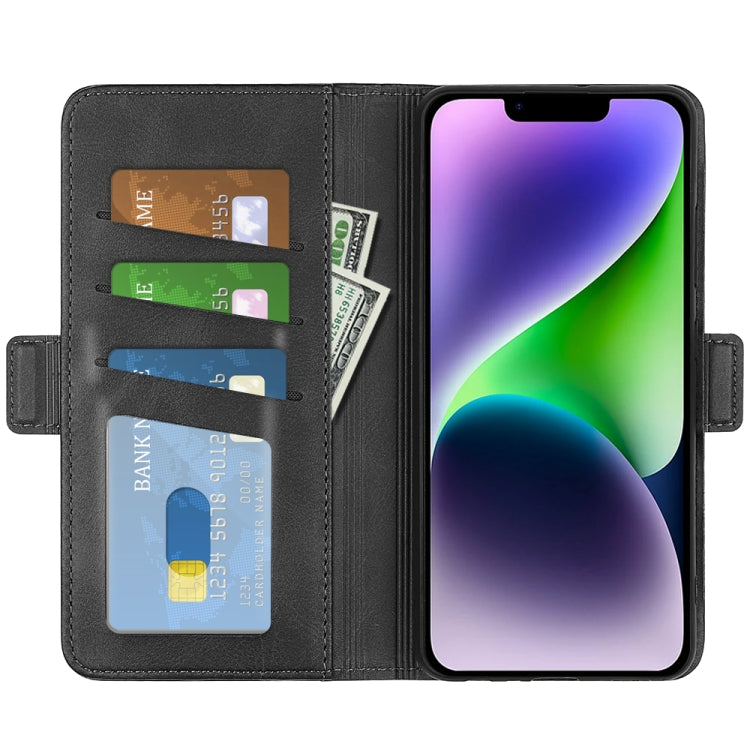 Dual-side Magnetic Buckle Horizontal Flip Leather Phone Case, For iPhone 15