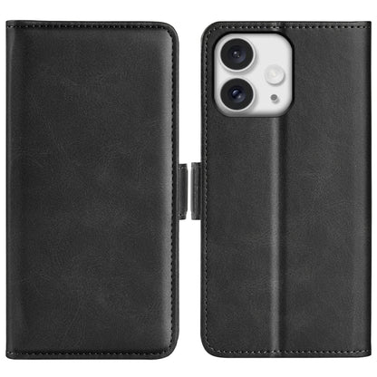 جراب هاتف جلدي أفقي قابل للطي بمشبك مغناطيسي مزدوج الجوانب، مناسب لأجهزة iPhone 16 Pro وiPhone 16 Plus وiPhone 16 وiPhone 16 Pro Max