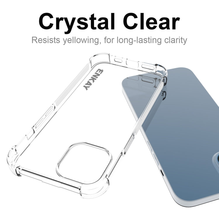 ENKAY Transparent TPU Shockproof Phone Case with Glass Film, For iPhone 14 Plus, For iPhone 15 Pro Max, For iPhone 14, For iPhone 15 Pro, For iPhone 14 Pro, For iPhone 15 Plus, For iPhone 14 Pro Max, For iPhone 15