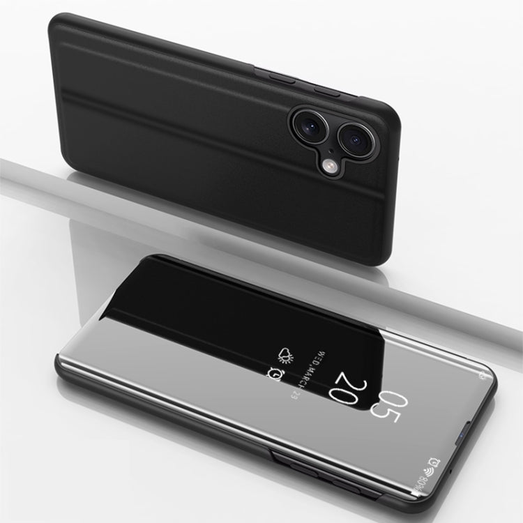 جراب هاتف جلدي أفقي قابل للطي مع حامل، مع مرآة مطلية، مناسب لأجهزة iPhone 16e وiPhone 16 Pro Max وiPhone 16 Pro وiPhone 16 Plus وiPhone 16 وiPhone 15 Pro Max