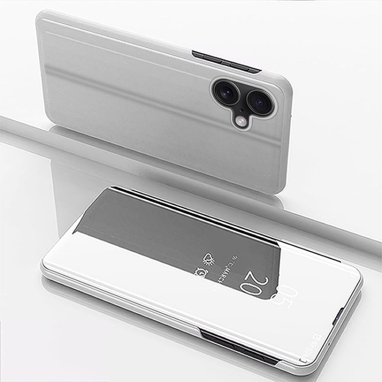 جراب هاتف جلدي أفقي قابل للطي مع حامل، مع مرآة مطلية، مناسب لأجهزة iPhone 16e وiPhone 16 Pro Max وiPhone 16 Pro وiPhone 16 Plus وiPhone 16 وiPhone 15 Pro Max