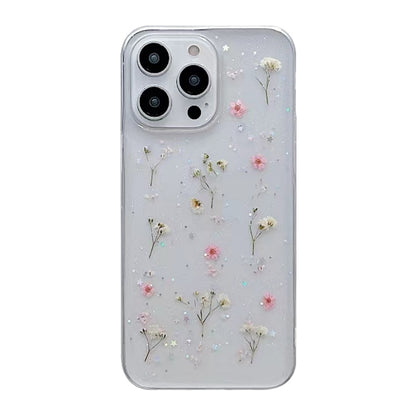جراب هاتف واقي من مادة TPU بنقشة زهور الجبسوفيلا، مناسب لأجهزة iPhone 16e وiPhone 16 Pro Max وiPhone 16 Pro وiPhone 16 Plus وiPhone 16 وiPhone 15 Pro Max
