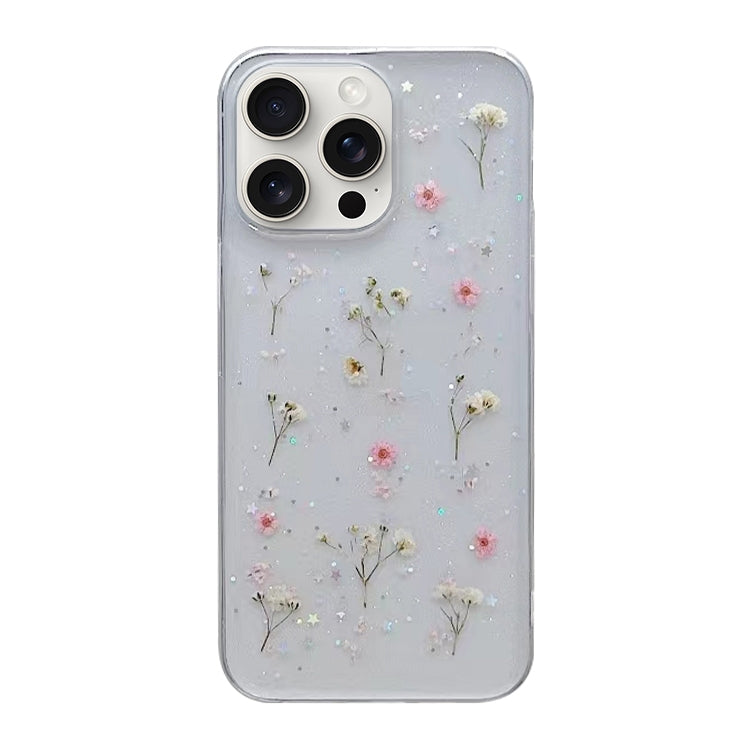 جراب هاتف واقي من مادة TPU بنقشة زهور الجبسوفيلا، مناسب لأجهزة iPhone 16e وiPhone 16 Pro Max وiPhone 16 Pro وiPhone 16 Plus وiPhone 16 وiPhone 15 Pro Max