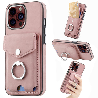 جراب هاتف من الجلد المطلي بالكهرباء مع حلقة للبطاقات، مناسب لأجهزة iPhone 15 Pro Max وiPhone 15 Plus وiPhone 15 Pro وiPhone 15 وiPhone 14 Pro وiPhone 14 Pro Max
