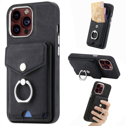 جراب هاتف من الجلد المطلي بالكهرباء مع حلقة للبطاقات، مناسب لأجهزة iPhone 15 Pro Max وiPhone 15 Plus وiPhone 15 Pro وiPhone 15 وiPhone 14 Pro وiPhone 14 Pro Max