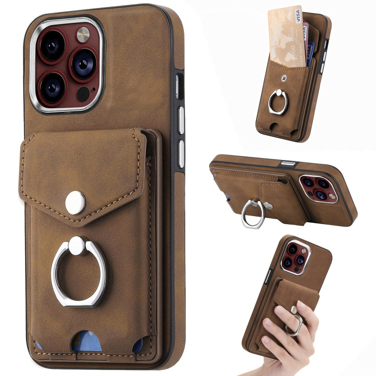 جراب هاتف من الجلد المطلي بالكهرباء مع حلقة للبطاقات، مناسب لأجهزة iPhone 15 Pro Max وiPhone 15 Plus وiPhone 15 Pro وiPhone 15 وiPhone 14 Pro وiPhone 14 Pro Max