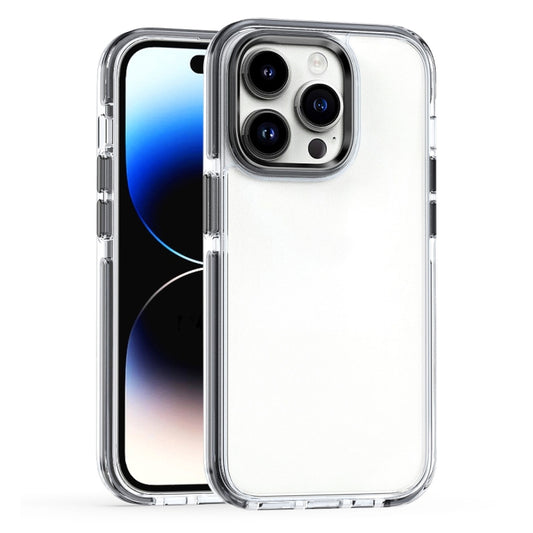 جراب هاتف شفاف مقاوم للصدمات من البولي كربونات ثنائي اللون، مناسب لهاتف iPhone 15 Pro Max، وiPhone 15 Pro، وiPhone 15 Plus، وiPhone 15