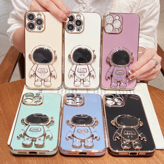 Electroplating Astronaut Holder Phone Case, For iPhone 16 Pro Max, For iPhone 16 Pro, For iPhone 16 Plus, For iPhone 16