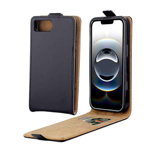 جراب هاتف جلدي عمودي قابل للطي مع فتحة بطاقة، مناسب لأجهزة iPhone 16e وiPhone 16 Pro Max وiPhone 16 Pro وiPhone 16 Plus وiPhone 16 وiPhone 15 Pro Max وiPhone 15 Pro وiPhone 15 Plus وiPhone 15