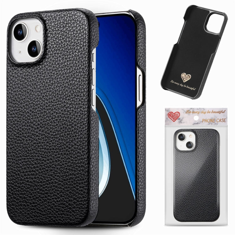 Litchi Oil Edge Leather Back Phone Case, For iPhone 15 Pro Max, For iPhone 15 Pro, For iPhone 15 Plus, For iPhone 15