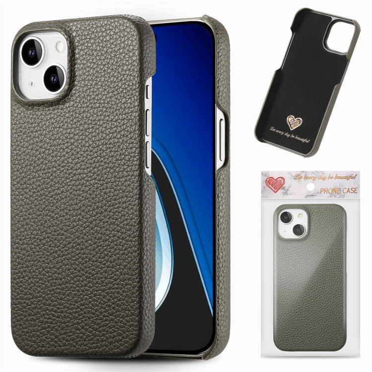 Litchi Oil Edge Leather Back Phone Case, For iPhone 15 Pro Max, For iPhone 15 Pro, For iPhone 15 Plus, For iPhone 15