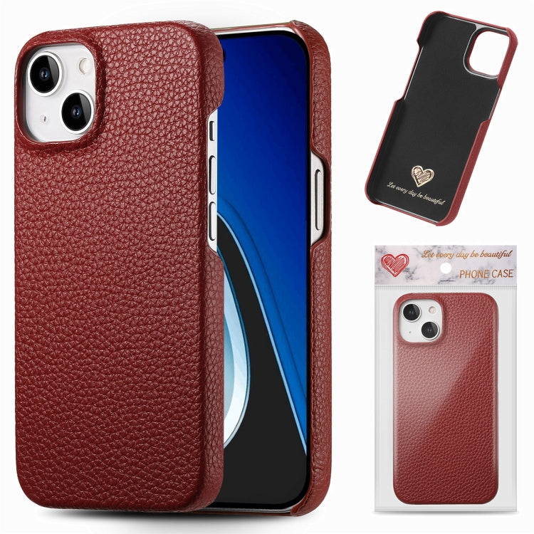 Litchi Oil Edge Leather Back Phone Case, For iPhone 15 Pro Max, For iPhone 15 Pro, For iPhone 15 Plus, For iPhone 15