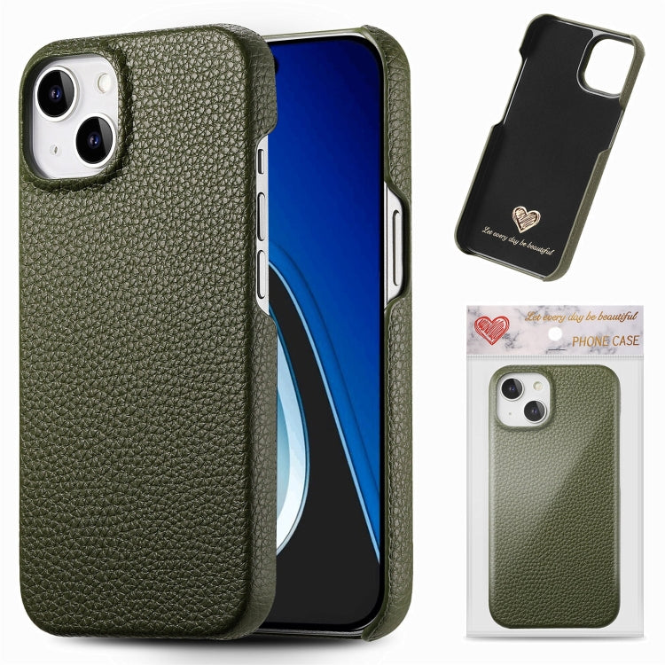 Litchi Oil Edge Leather Back Phone Case, For iPhone 15 Pro Max, For iPhone 15 Pro, For iPhone 15 Plus, For iPhone 15