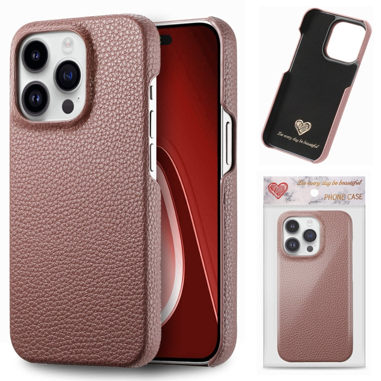 Litchi Oil Edge Leather Back Phone Case, For iPhone 15 Pro Max, For iPhone 15 Pro, For iPhone 15 Plus, For iPhone 15