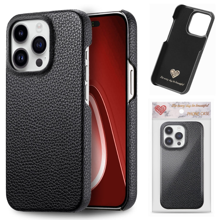 Litchi Oil Edge Leather Back Phone Case, For iPhone 15 Pro Max, For iPhone 15 Pro, For iPhone 15 Plus, For iPhone 15