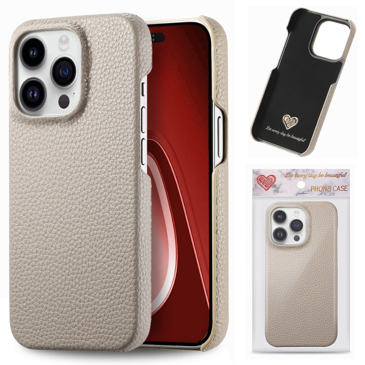Litchi Oil Edge Leather Back Phone Case, For iPhone 15 Pro Max, For iPhone 15 Pro, For iPhone 15 Plus, For iPhone 15