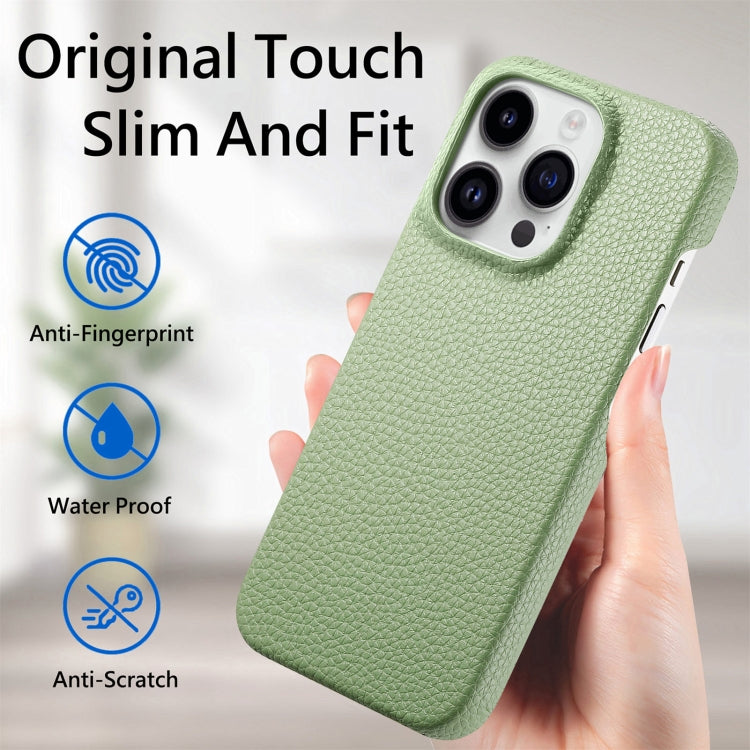 Litchi Oil Edge Leather Back Phone Case, For iPhone 15 Pro Max, For iPhone 15 Pro, For iPhone 15 Plus, For iPhone 15
