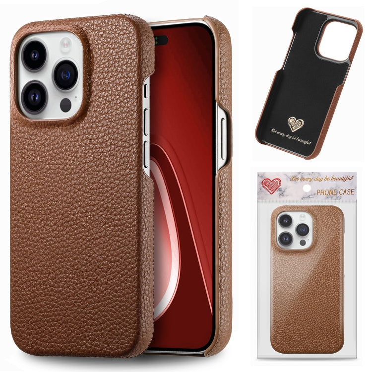 Litchi Oil Edge Leather Back Phone Case, For iPhone 15 Pro Max, For iPhone 15 Pro, For iPhone 15 Plus, For iPhone 15