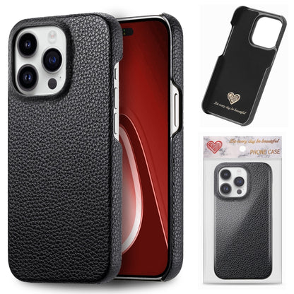Litchi Oil Edge Leather Back Phone Case, For iPhone 15 Pro Max, For iPhone 15 Pro, For iPhone 15 Plus, For iPhone 15