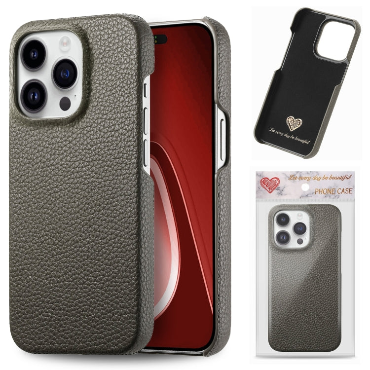 Litchi Oil Edge Leather Back Phone Case, For iPhone 15 Pro Max, For iPhone 15 Pro, For iPhone 15 Plus, For iPhone 15