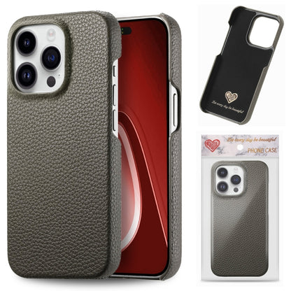 Litchi Oil Edge Leather Back Phone Case, For iPhone 15 Pro Max, For iPhone 15 Pro, For iPhone 15 Plus, For iPhone 15