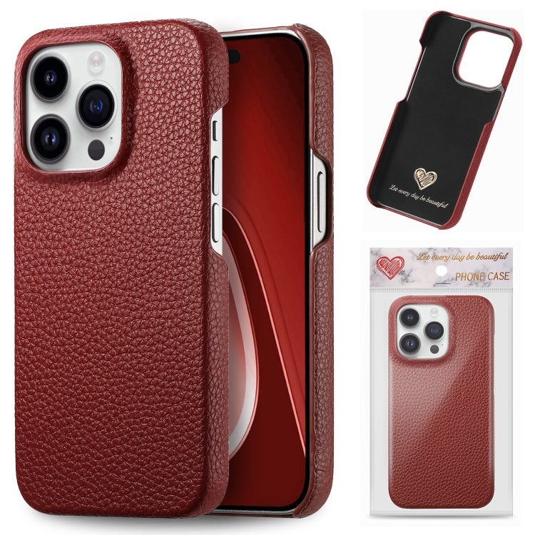 Litchi Oil Edge Leather Back Phone Case, For iPhone 15 Pro Max, For iPhone 15 Pro, For iPhone 15 Plus, For iPhone 15