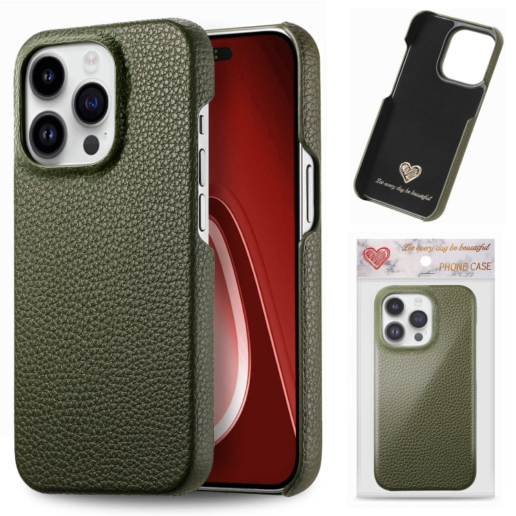 Litchi Oil Edge Leather Back Phone Case, For iPhone 15 Pro Max, For iPhone 15 Pro, For iPhone 15 Plus, For iPhone 15