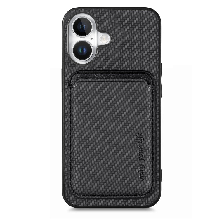 Carbon Fiber Leather Card Magsafe Phone Case, For iPhone 16e, For iPhone 16 Pro Max, For iPhone 16 Pro, For iPhone 16 Plus