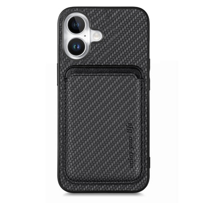 Carbon Fiber Leather Card Magsafe Phone Case, For iPhone 16e, For iPhone 16 Pro Max, For iPhone 16 Pro, For iPhone 16 Plus