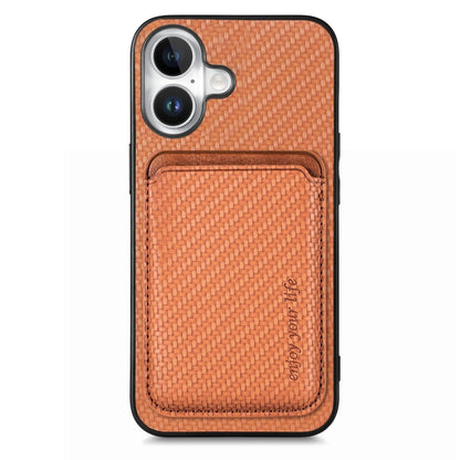 Carbon Fiber Leather Card Magsafe Phone Case, For iPhone 16e, For iPhone 16 Pro Max, For iPhone 16 Pro, For iPhone 16 Plus